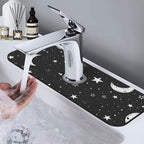 Faucet Draining Mat For Kitchen Sink, Moons Stars White Diatom Mud Absorbent - Image 7