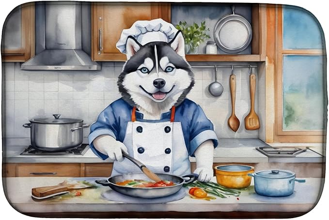 Caroline's Treasures DAC6328DDM Siberian Husky The Chef Dish Drying Mat by CarolinesTreasures
