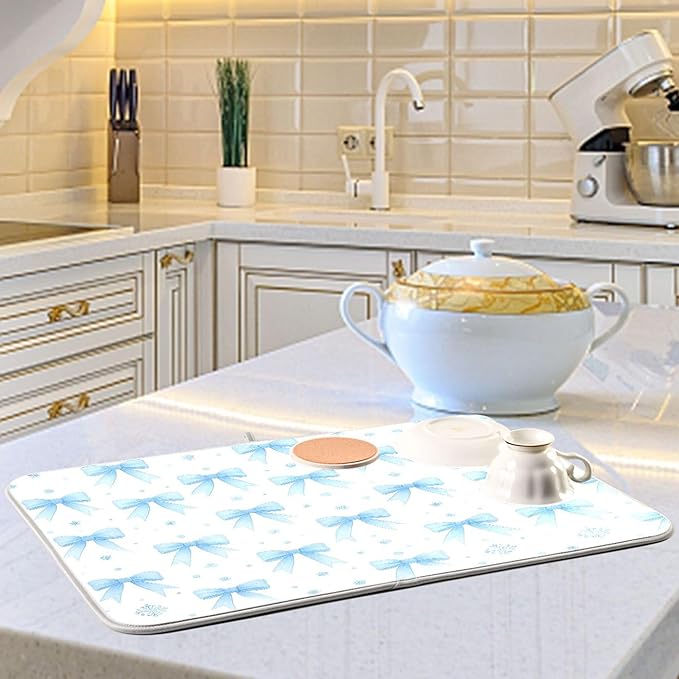 Blue Bow Ribbon Dish Drying Mat - Image 6