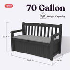Keter Solana 70 Gallon Storage Bench Deck Box for Patio Storage, Front Porch Decor and Outdoor Seating – Perfect to Store Garden Tools and Pool Floats, Graphite - Image 3