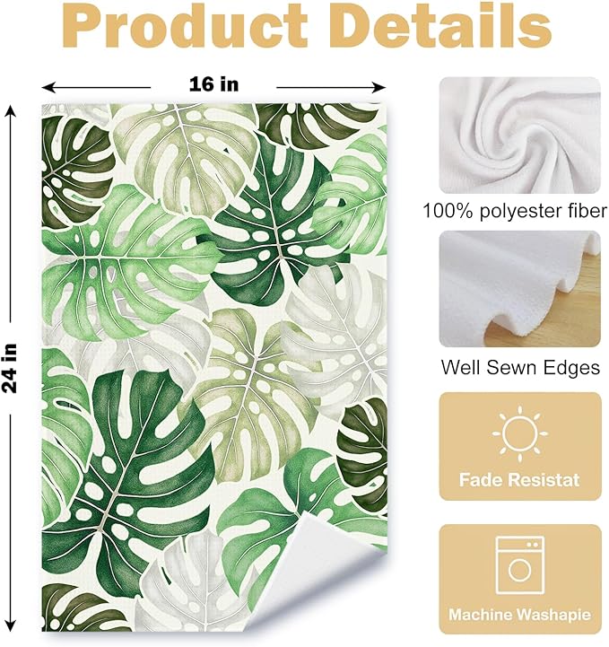 Boho Tropical Kitchen Towels Set of 2, Palm Leaf Botanical Dish Tea Towels - Image 6