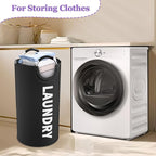 95L Large Laundry Hamper for Adult, Foldable Black Laundry Basket - Image 3