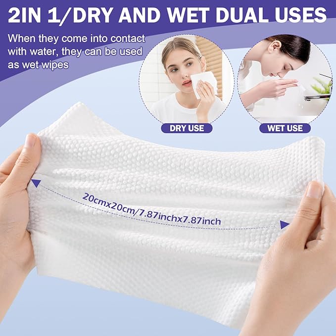 Face Towels, Disposable Face Towelette, Makeup Remover Dry Wipes 50 Count - Image 6