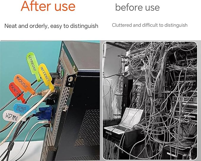 60 Pack Reusable Color-Coded Write-On Cable Labels & Cord Organizer Kit - Image 5