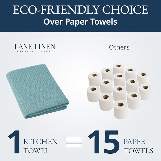 LANE LINEN Kitchen Towels & Dishcloths Set of 12-100% Cotton, Quick-Drying 18” - Image 7