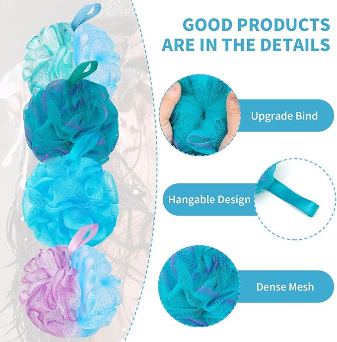 Bath Loofah Shower Sponge Body Back Scrubber Soft Mesh Shower Puffs Exfoliating - Image 5
