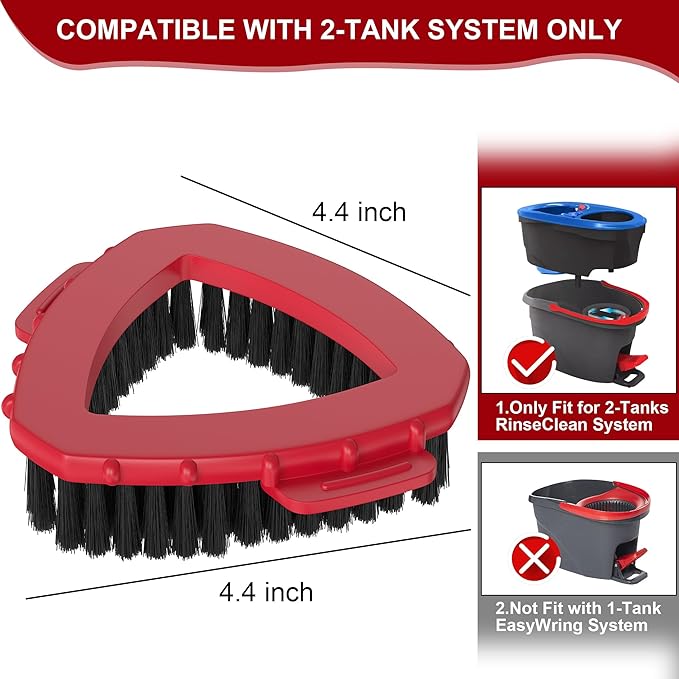 Replacement Scrub Brush for O-Cedar 2-Tank System, 4.4" Triangular Spin Mop - Image 2