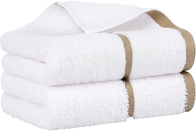 PiccoCasa Set of 2, 750 GSM Luxury White Hand Towels by PiccoCasa