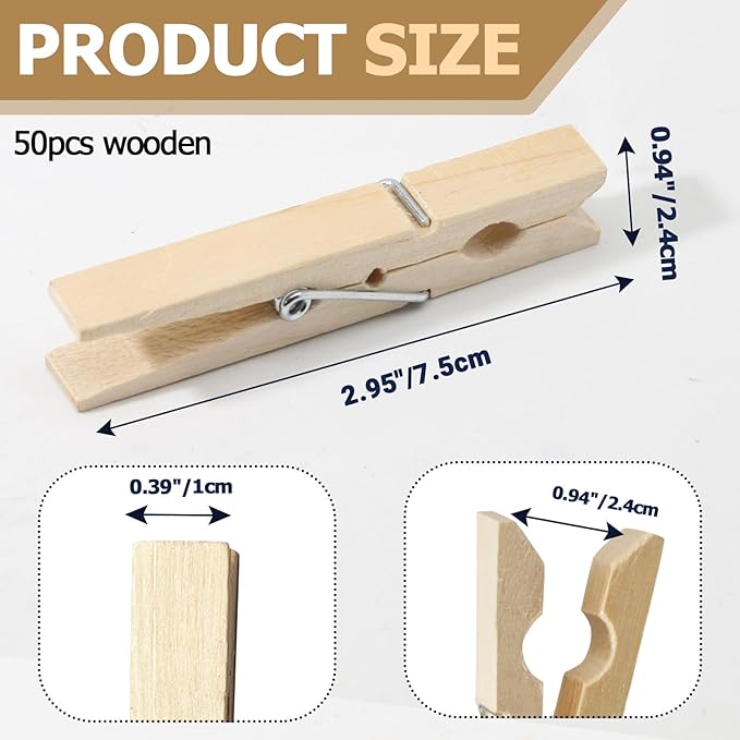 Bivethoi 2.9 Inch Clothes Pins, Wooden Clothespins - Image 2