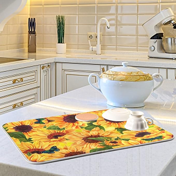 Super Absorbent Dish Drying Mat, Microfiber Fast-Drying Dish Mat, Kitchen Dish - Image 6