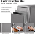 8 Gallon Trash Can with Lid, Stainless Steel Bathroom Garbage Can with Removal - Image 3