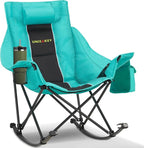 Oversized Rocking Camping Chair with Headrest & Cup Holder - 400lbs Capacity, 600D Oxford Fabric, Easy Fold Portable Outdoor Rocker Chair for Camping, Backyard, Beach, Blackgreen by Unknown