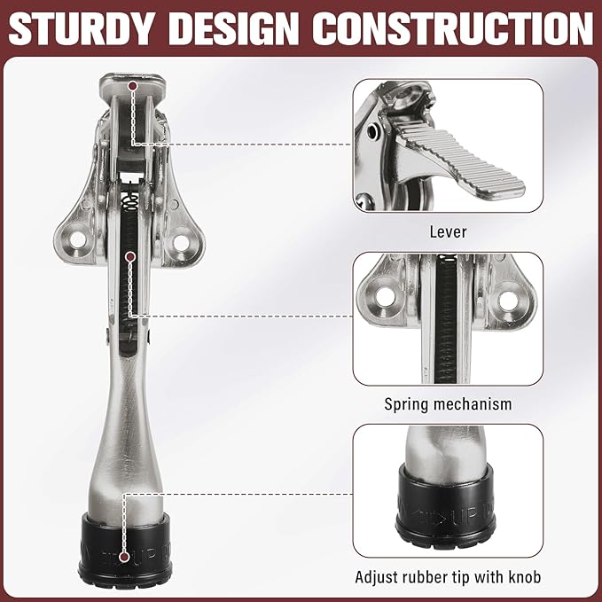 Chumia 12 Pieces Heavy Duty Door Stoppers 5.35 Inches Kickdown Adjustable Kick - Image 4