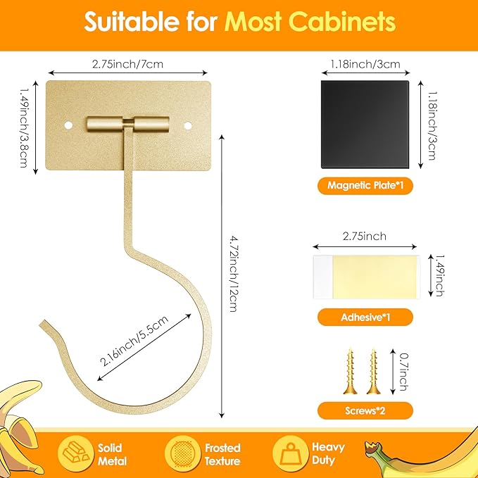 Self Adhesive Banana Hook Under Cabinet Foldable Banana Hanger Metal Under - Image 8