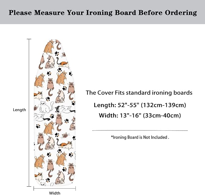 Sprowallow Cat Paw Print Ironing Board Cover and Pad Standard Size 15x54 inch - Image 6