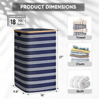 BALEINE Laundry Hamper with Lid, Tall Laundry Baskets with Bamboo Pull Handles - Image 4