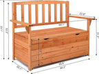 Outvita Outdoor Wood Storage Bench, Wooden Large Deck Box with Seating & Armrest, Waterproof Patio Organizer Loveseat for Garden Porch Deck Backyard Poolside, Natural - Image 2
