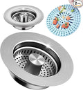 2 Pack – 3-in-1 Kitchen Sink Drain Strainer Stopper, 304 Stainless Steel Pop Up by PROFECTUS
