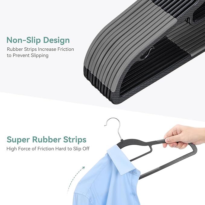 Coat Hangers 50 Pack, Plastic Clothes Hangers Non Slip - Image 5