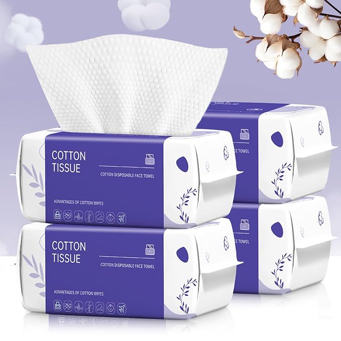 Disposable Face Towel 400 Count, Face Towels, Soft Cotton Dry Wipes Facial by Unknown