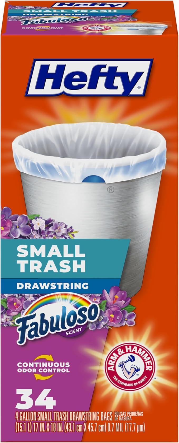 Hefty Small Trash Bags, Fabuloso Scent, 4 Gallon by Hefty