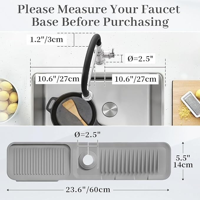 PoYang 24 Inch Faucet Mat for Kitchen Sink Splash Guard Behind Faucet, Sink - Image 2