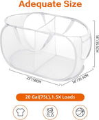 Durable Collapsible Foldable Mesh Pop Up Laundry Basket, 2 Compartments Easy to - Image 4