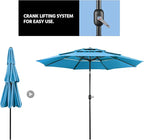 Yaheetech 3-Tier Patio Parasol 10ft Vented Outdoor Canopy Sun Shade Large Market Table Umbrella Double-layer Cloth & Push-button Tilting for Yard/Garden/Park Sky Blue - Image 7