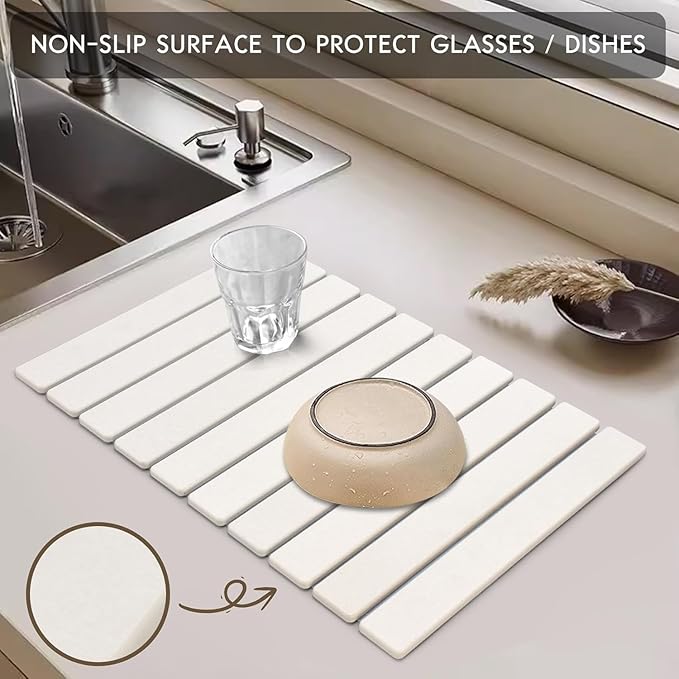Large Stone Dish Drying Mats for Kitchen Counter, Eco-Friendly Absorbent - Image 6