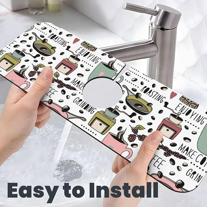 Coffee Coffe Kitchen Sink Splash Guard Faucet Mat Super Absorbent Fast Drying - Image 6