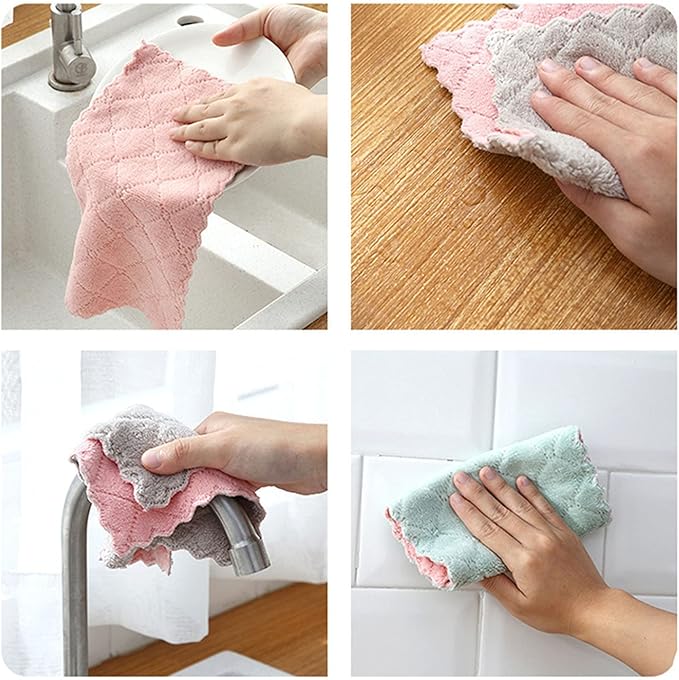 32 Pack Kitchen Cloth, Microfiber Dish Towels Washcloths, Super Absorbent Coral - Image 4