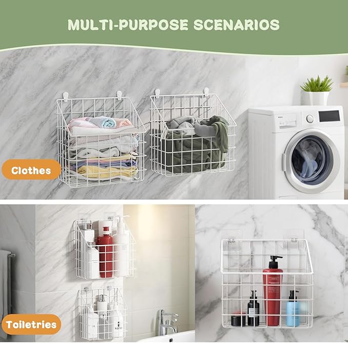 2 Pack Bath Toy Storage Organizer Basket, Large Metal Bathtub Toy Holder - Image 6