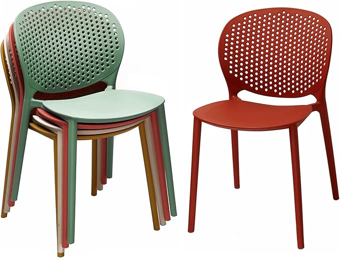 2xhome Set of 3 Patio Dining Chairs | Modern Stackable Outdoor Pool Side Chair | Weather Resistant Plastic for Yard, Porch, Balcony, Kitchen, Green - Image 5