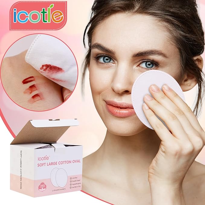 Oval Cotton Pads Ultra-Soft Cotton Ovals 100% Cotton Spunlace Purely Physical - Image 4