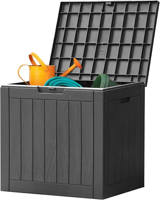 Sweetcrispy Deck Box with 31 Gallon Capacity, Weatherproof Resin Lockable Outdoor Storage for Secure Package Deliveries and Indoor Storage in Garden or Patio, Backyard by Sweetcrispy