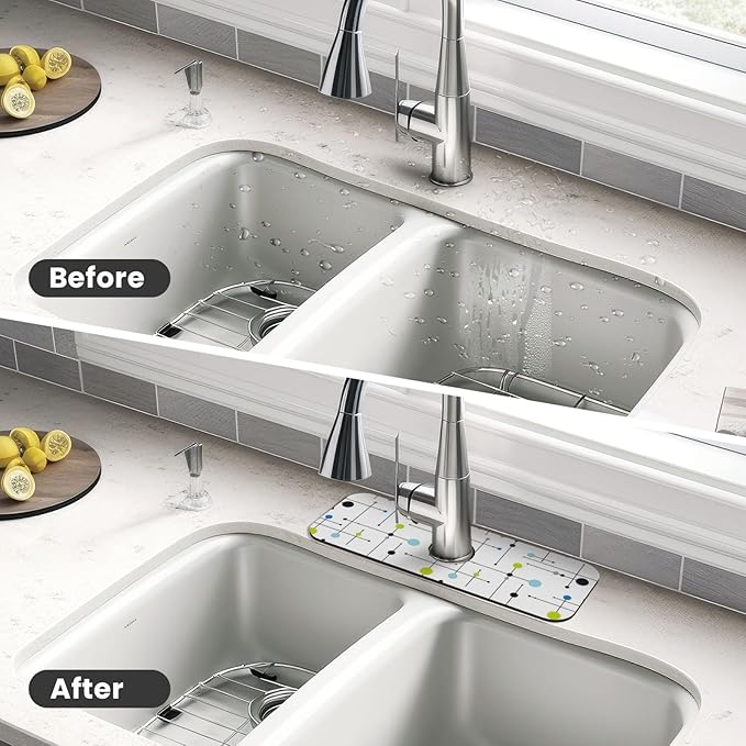 Atomic Mid Century Geometry Rustic Modern Black Kitchen Sink Splash Guard - Image 4