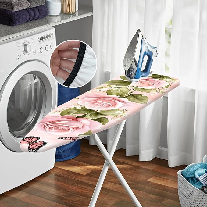 Nuxovilar Pink Roses with Butterflies Ironing Board Cover, This Cover Fits Most - Image 6