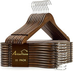 Amber Home 30-Pack Vintage Wooden Coat Hangers, Walnut Wood Suit Hangers by AmberHome