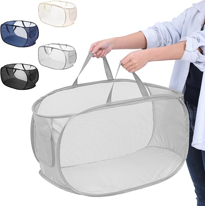 4 Pcs Foldable Pop Up Laundry Hampers, Mesh Laundry Basket - Image 5