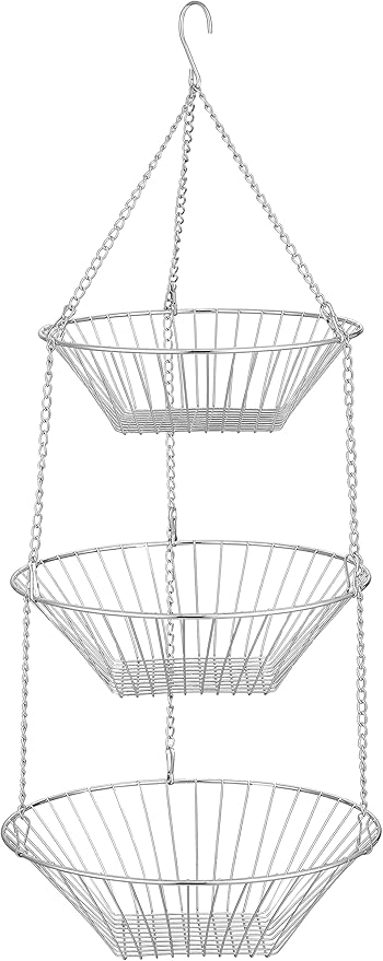 3-Tier Wire Fruit Hanging Basket 2 Packs, non-Punching Wall Hanging Storage - Image 8