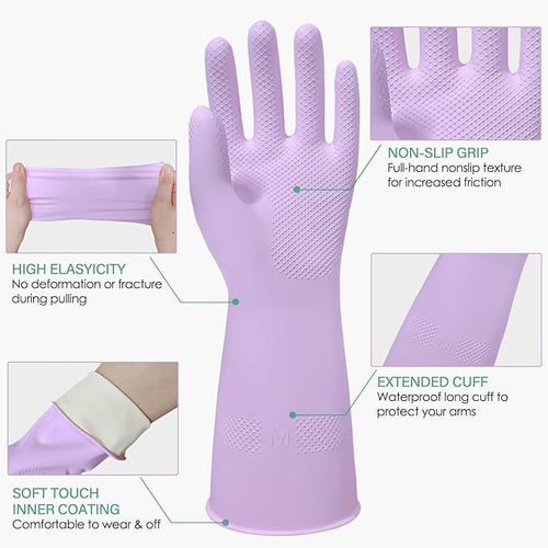12 Pairs Rubber Cleaning Gloves - Image 2