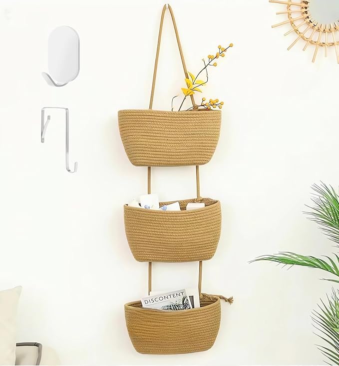 Over the Door Organizer, 3 Tier Hanging Wall Basket Storage by WYCOROY