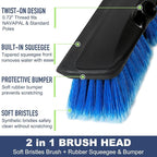 52" Car Wash Brush with Long Handle | Built-in Rubber Squeegee & Rubber Bumper - Image 3