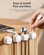 6-Pack Magnetic Cable Clips, Rocoren Smooth Adjustable Adhesive Cord Organizer - Image 5