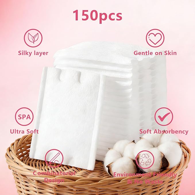 Square Cotton Pads 150 Pcs Makeup Remover Pads Cotton Squares - Image 7