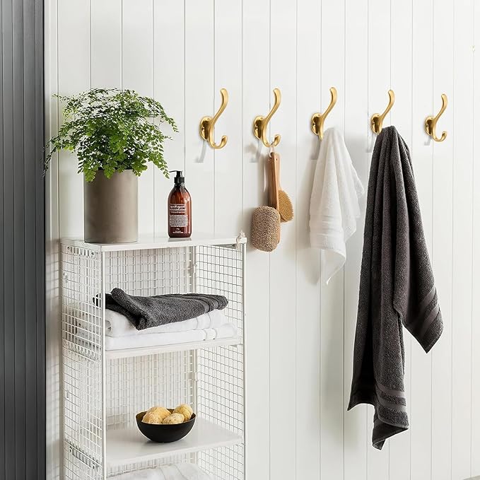 khtumeware 4 Pack Brushed Gold Coat Hooks Wall Mount Heavy Duty Utility Retro - Image 4