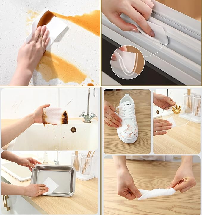 Magic Sponge Eraser Sheets, Thin Disposable Magic Cleaning Pads Wipes - Image 6