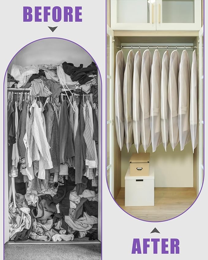 Clear Garment Bags for Hanging Clothes 12 Packs Suit Bags for Closet Storage - Image 5