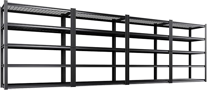 Set of 4 Garage Shelving-3000 lbs 5 Tier Storage Shelves,Adjustable Heavy Duty Metal Shelving Unit and Storage Large Wire Rack,Utility Steel Shelf for Warehouse Industrial Pantry Basement -78"x46"x20" by Unknown