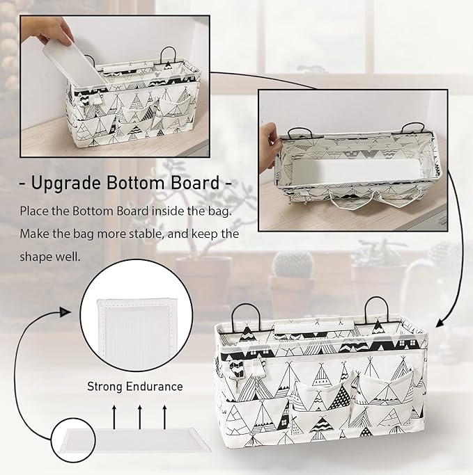 2pcs Large Wall Hanging Organizer Bag, Linen Fabric Door Hanging Storage Baskets - Image 3